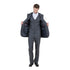 Steel Navy Solid Shiny Sharkskin 3-PC Regular Modern Fit Suits