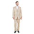 Lt. Beige Solid Shiny Sharkskin 3-PC Regular Modern Fit Suits