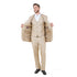 Lt. Beige Solid Shiny Sharkskin 3-PC Regular Modern Fit Suits