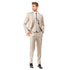 Tan Men's Slim-Fit 3-Piece Sharkskin Suit