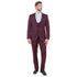 Burgundy Men's Ultra Slim-Fit 3pc Suit w/ Expandable Waistband