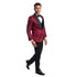 Burgundy Men's Hybrid-Fit 3pc Paisley Suit w/ Wide Black Shawl Collar