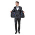 Mens 3pc Solid Satin Suit Set w/ Free Bowtie