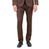 Brown 2 PC Birdseye Suit Skinny Fit Suits