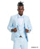 Sky Blue Suit with U-Shaped Shawl Collared Vest