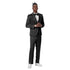 Black Solid Shiny U-Shape Vest Mens-suit